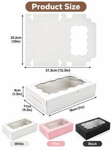 10/20Pcs Multi-Color Cookie Gift Boxes, 7*4.3*1.5 Inch Window Paper Storage Boxes, Premium Decorative Paper Boxes For Handmade Crafts, Small Gifts, Party Favors, Ideal For Wedding, Birthday, Christmas & Holiday Party Decor - Multiple Styles - View 2