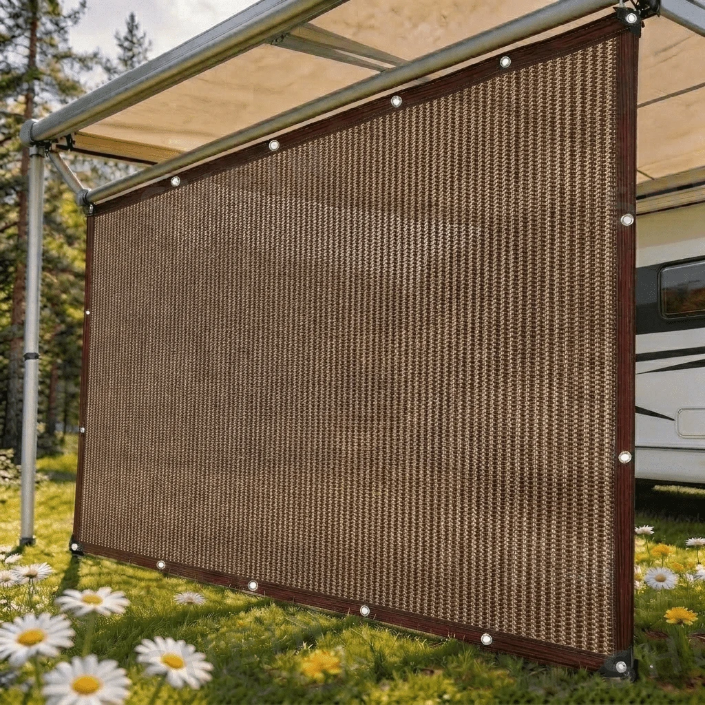 Brown Expandable Sunshade Net (2*2/2*3/2*4/3*4m), Reinforced Sunshade Canopy With Multiple Color Options, UV Resistant, Durable Sunshade, Suitable For Outdoor Picnic, Camping, Yard, Gardening, RV Travel, Picnic And Swimming Pool - Multicolor - View 1