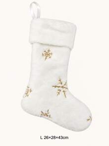 1pc White Christmas Stocking, Glitter Snowflake Plush Large Christmas Hanging Stocking Decoration With Name Tag, Suitable For Christmas Holiday Home Party Decoration - Multicolor - View 12