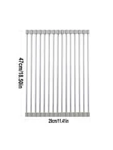 Stainless Steel Roll-Up Dish Rack / Kitchen Anti-Slip Drain Mat - Foldable, Space-Saving, Over Sink, Rust-Resistant, Easy To Clean, Suitable For Kitchen Sink, Countertop, Refrigerator Organization - Multicolor - View 4