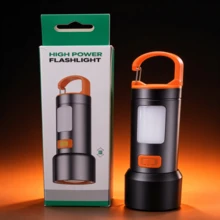 High-Power Aluminum LED Flashlight With Carrying Ring And Stable Base, Portable For Backpack, Car, - Flashlight - View 9