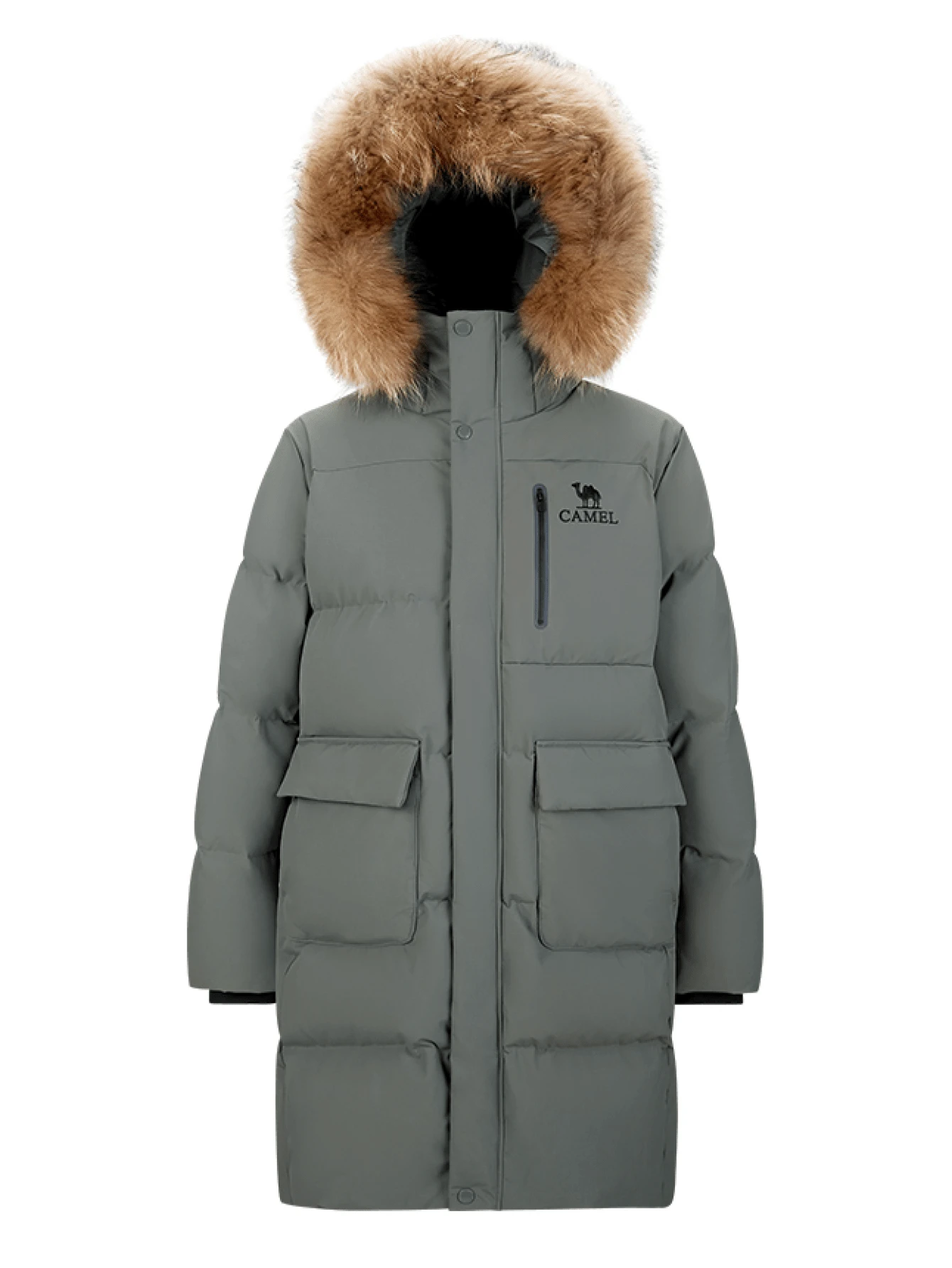 CAMEL CROWN Men's Mid-Length Down Parka Jacket, Thick Warm Winter Coat, Hooded Quilted Puffer Jacket For Casual Outdoor Wear - Gun Gray - View 1