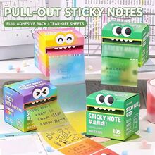 105 Pieces Per Box Cute Monster Pull-Out Pearlescent Sticky Notes, Full Adhesive Transparent Sticky Tabs, Tearable Self-Stick Memo Notes For Students, Office, Annotation, Planner - Multi-color - View 4