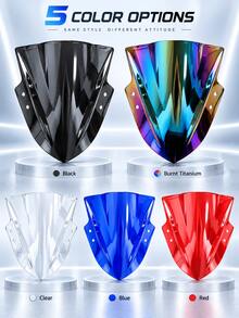 Motorcycle Windshield, Double Bubble Racing Windscreen, 1pc PC Plastic Front Fairing Wind Deflector, Replacement Windshield For Kawasaki 250 300 Ex300r Zx300 2013-2017, Sport Motorcycle Accessories, 5 Colors Available, Glossy Finish - A - View 12