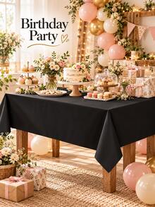 1/6/12pcs 54 X 72 Inch (137 X 183cm) Waterproof Oil-Proof PE Tablecloth, Pure Black Rectangular Tablecloth With Overhang, Suitable For Home Dining, Halloween, Christmas Eve, Christmas - Multicolor - View 1