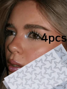 1pc/2pcs/4pcs/10pcs/20pcs Star-Shaped Rhinestone Stickers, Silver Glitter Sequin Self-Adhesive Crystal Star Stickers, Suitable For Face, Hair, Makeup, Body, Crafts, Holiday Decoration, Includes Tweezers - White - View 10