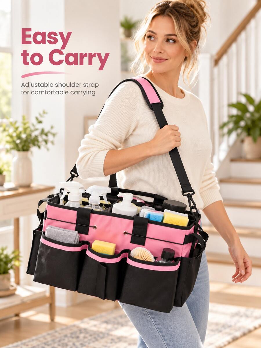 Large-Capacity Cleaning Kit, Tool Storage Bag, Portable And Crossbody Cleaning Organizer, Cleaning Bag,Oxford Cloth Large-Capacity Multifunctional Tool Organizer Bag – Portable Cleaning Supply Organizer & Handbag