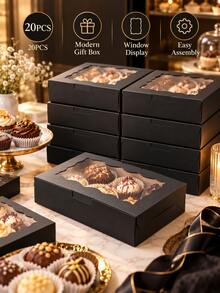 10/20Pcs Multi-Color Cookie Gift Boxes, 7*4.3*1.5 Inch Window Paper Storage Boxes, Premium Decorative Paper Boxes For Handmade Crafts, Small Gifts, Party Favors, Ideal For Wedding, Birthday, Christmas & Holiday Party Decor - Multiple Styles - View 5