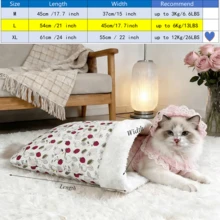 Comfortable And Warm Winter Cat Bed, Soft Plush Cat Sleeping Bag, Portable Cat Bed Suitable For Indoor Cats, 360° Enclosed Cat Hideout Suitable For Cats And Small Dogs, Suitable For 8.82-17.64 Lbs Cats (Cute Pattern) - Multicolor - View 17