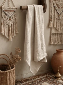 1/6/12/120pcs Bohemian Elegant Beige Wrinkled Texture Washable Reusable Cloth Napkins, Suitable For Restaurant, Kitchen, Wedding, Party, Dining Table Decoration, Coffee Shop Decor - Beige - View 4