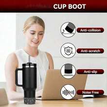 1pc Glitter Silicone Cup Sleeve, Suitable For Cups, Cup Bottom Protection Accessory, Cup Bottom Cover, Diameter 2.95 Inches - Multicolor - View 3