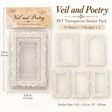 Lace Museum Series PET Sticker Pack, European Hollow Lace Frame Stickers, Semi-Transparent Background Border Elements, Scrapbook Material Stickers, DIY Decorative Stickers - Multicolor - View 1