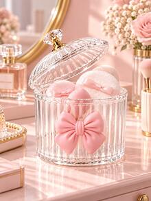 New Bowknot Makeup Storage Box, Transparent Acrylic, Soft Puff Storage - Hair Accessory Storage Box, Makeup Sponge Storage Box, Portable Powder Box, Suitable For Women To Touch Up Anytime, Travel-Friendly Storage Box - Multicolor - View 2