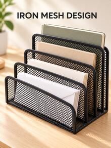 Metal Mesh Letter Organizer/Desktop File Holder - Minimalist Black Hollow Letter Design, Suitable For Home Or Office, Combines Storage And Decorative Functions; Ideal As Back To School, Halloween, Christmas Gift Or Party Favor - View 14