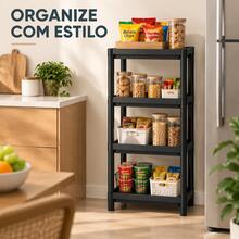 1 Prateleira Organizadora de 4 Andares em Plástico Preto, Estante Multiuso para Banheiro, Cozinha e Lavanderia, Estrutura Robusta e Estável, Design Vazado, Fácil de Montar, 100cm de Altura, Ideal para Organização de Primavera e Mudança de Casa - Grande Preto - Visão 1