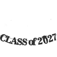 2027 Graduation Party Decorations - Class Of 2027 Banner - Congrats Grad Decor, 2027 High School College Graduation Pary Decorations Glitter - Black - View 9