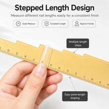 1pc Nail Extension Tip Ruler, Multi-Shape Reference Guide, Stepped Length Measurement Tool, Nail Extension Tip Shaping Aid, Suitable For Salon And Beginners - Ginger - View 2