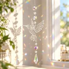 Butterfly & Hummingbird Rainbow Suncatcher Hanging Ornaments, Colorful Faceted Pendants For Window, Home, Bedroom, Garden & Boho Decor - Hummingbird Butterfly - View 5