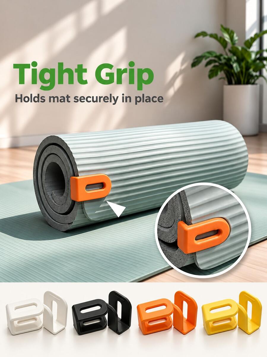3D Printed Yoga Mat Storage Clips, Yoga Mat Storage Clips No Binding Easy Snap Fixation Prevent Yoga Mat Loosening Home Gym Fitness Accessories - Multicolor - View 1