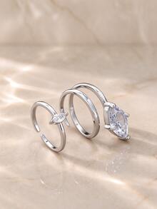 Silver Ring, Multi-Layer Linked Ring, Elegant High-End Luxurious Ring, Suitable For Daily Wear, Dating, Party And Gift Giving - Silver - View 2