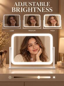 LED Lighted Vanity Mirror, Tabletop Makeup Mirror With Lights, Smart Touch Control, 3 Color Lighting Modes (Warm/Natural/Cool), Dimmable Brightness, 360° Rotation Desk Mirror For Vanity Table, Bedroom, Travel & Daily Makeup Use - Multicolor - View 5