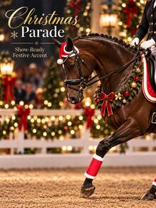 2026 New Christmas Horse Leg Wraps + Hat Set - Festive Red & Green Equestrian Boots & Ear Bonnet For Holiday Parades, Riding & Parties, Breathable Fleece-Lined Protection - Multiple Styles - View 2