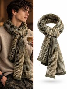 1pc American Retro Cargo Style Style Mesh Hollow Out Men's Scarf, Outdoor Spring/Autumn Versatile Long Length Outfit Decoration - Multicolor - View 1