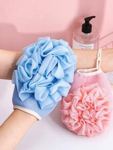 1pc Double-Sided Exfoliating Bath Towel, 2-In-1 Scrubbing Glove, One Side Is Foaming Sponge, Other Side Is Exfoliating Scrubbing Cloth. Gentle On Skin, Suitable For Home Bathing; Built-In Sponge Design, Can Easily Create Foam And Perform Full Body Exfoliation Cleaning. - Multicolor - View 1