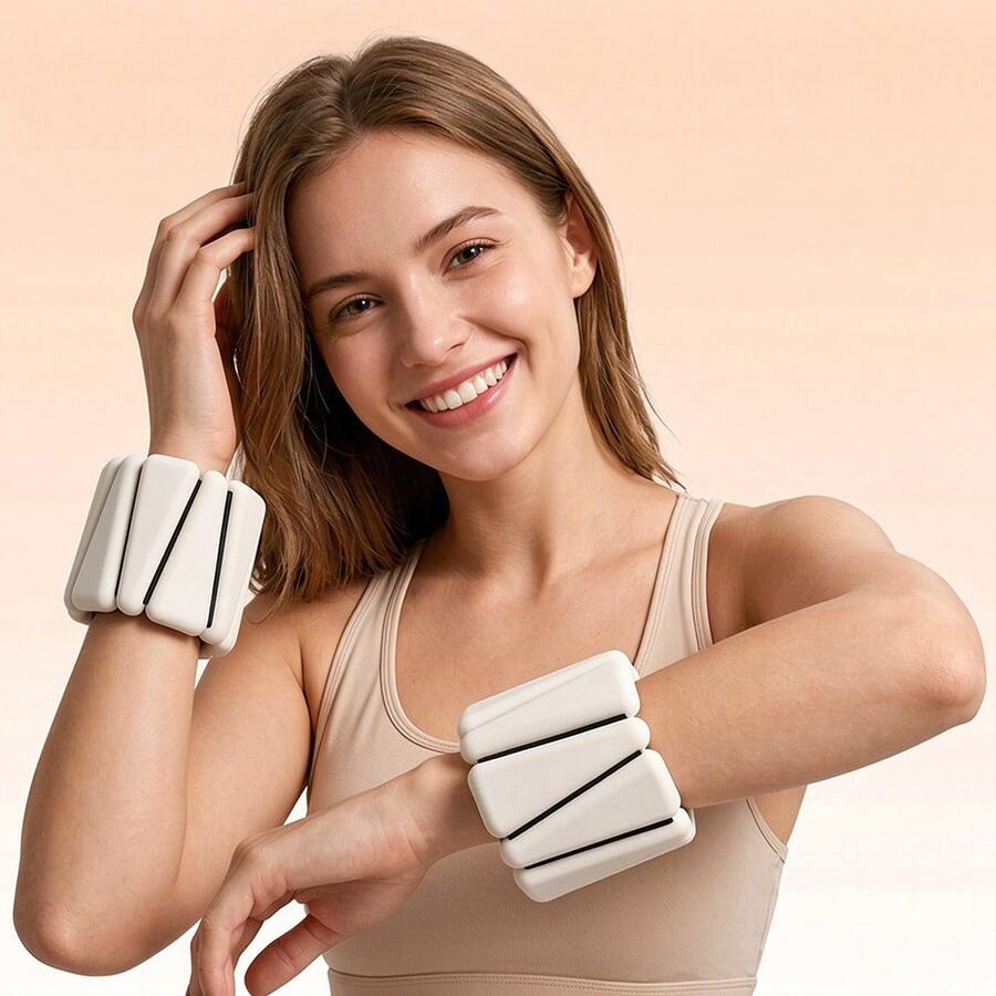 Adjustable Detachable Silicone Weighted Wrist And Ankle Bands For Fitness And Exercise, 1lb/Pc, 450g - Multicolor - View 1