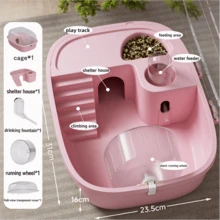 All-In-One Hamster Cage, Panoramic Transparent Dome Hamster Villa, Equipped With Silent Running Wheel, Food Bowl And Water Bottle, Small Pet Habitat - one-size - View 7