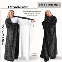 1PC Black Leopard Print Wearable Blanket-Soft And Comfortable For Both Men And Women. It Is Very Suitable For Daily Use, Holiday Gifts, Camping, Home Warmth - Multicolor - View 9