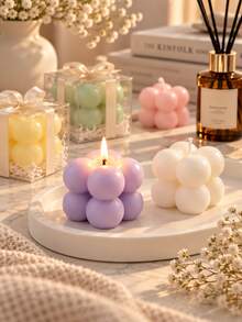 5/30pcs Creative Bubble Cube Soy Wax Candles - Minimalist Aesthetic Decor, Home Fragrance Ornament, Suitable For Bedroom Decoration, Christmas Decor, Wedding Tabletop Display, Ideal Gift For Birthday Or Valentine's Day, Handmade Small Plant-Based Scented Candles + Premium Transparent PVC Gift Box, Perfect As Birthday Favor, Wedding Gift, Couple Gift, Mother's Day/Father's Day Gift - Multicolor - View 4