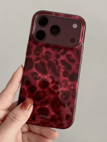 奢華豹紋貝殼紋理手機殼，相容 iPhone 18 Pro Max 17 Pro Max 17 Pro 17 Air 17 16 15 14 Plus 13 12 Pro Max 11，時尚防震後蓋 - 紅豹紋 - 查看 4