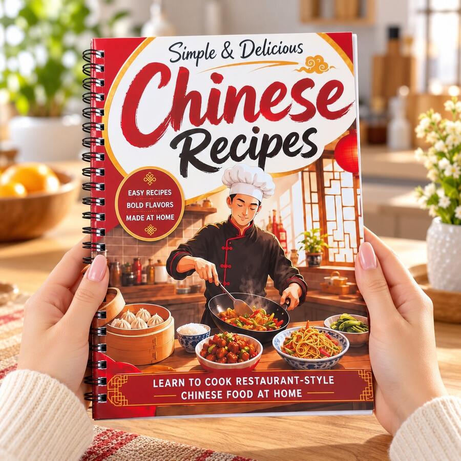 中式居家烹飪食譜螺旋筆記本,簡單美味的中式料理食譜手冊,在家還原餐廳風格家常菜,中式烹飪學習參考書,家庭廚房食物準備教學筆記本 - 款式2 - 查看 1