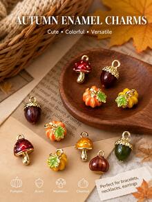3-50pcs Vintage Autumn Style Handmade Resin 3D Pine Cone, Pumpkin, Mushroom, Chestnut Pendants For DIY Necklace, Bracelet, Earring Materials, Charming Jewelry Accessories To Create Your Own Autumn Style - Multicolor - View 9