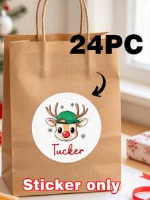 Personalized Christmas Reindeer Name Stickers, Customized Name Round Gift Labels With Cute Red Bow, Reindeer Christmas Stickers, Holiday Gift Labels, Gift Packaging Seal Stickers, Christmas Party Favor Stickers, Envelope Seal Stickers, Customized Holiday Decorations - Multicolor (Snowman Face) - View 15