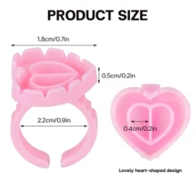 100 Pcs Eyelash Glue Cups, Heart-Shaped Eyelash Glue Rings, Eyelash Glue Fixing Ring Cups, Eyelash Glue Rings, Eyelash Extension Tools, Flower-Shaped Eyelash Glue Rings - Multicolor - View 4