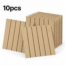 10pcs 30x30cm 3D Stereoscopic Wood Grain Grille Wall Sticker/Ceiling Sticker, Self-Adhesive Imitation Wood Lattice Vinyl Wall Panel, Waterproof Thickened Grid Panel, Sound Insulation, Suitable For All Indoor Spaces - C - View 12