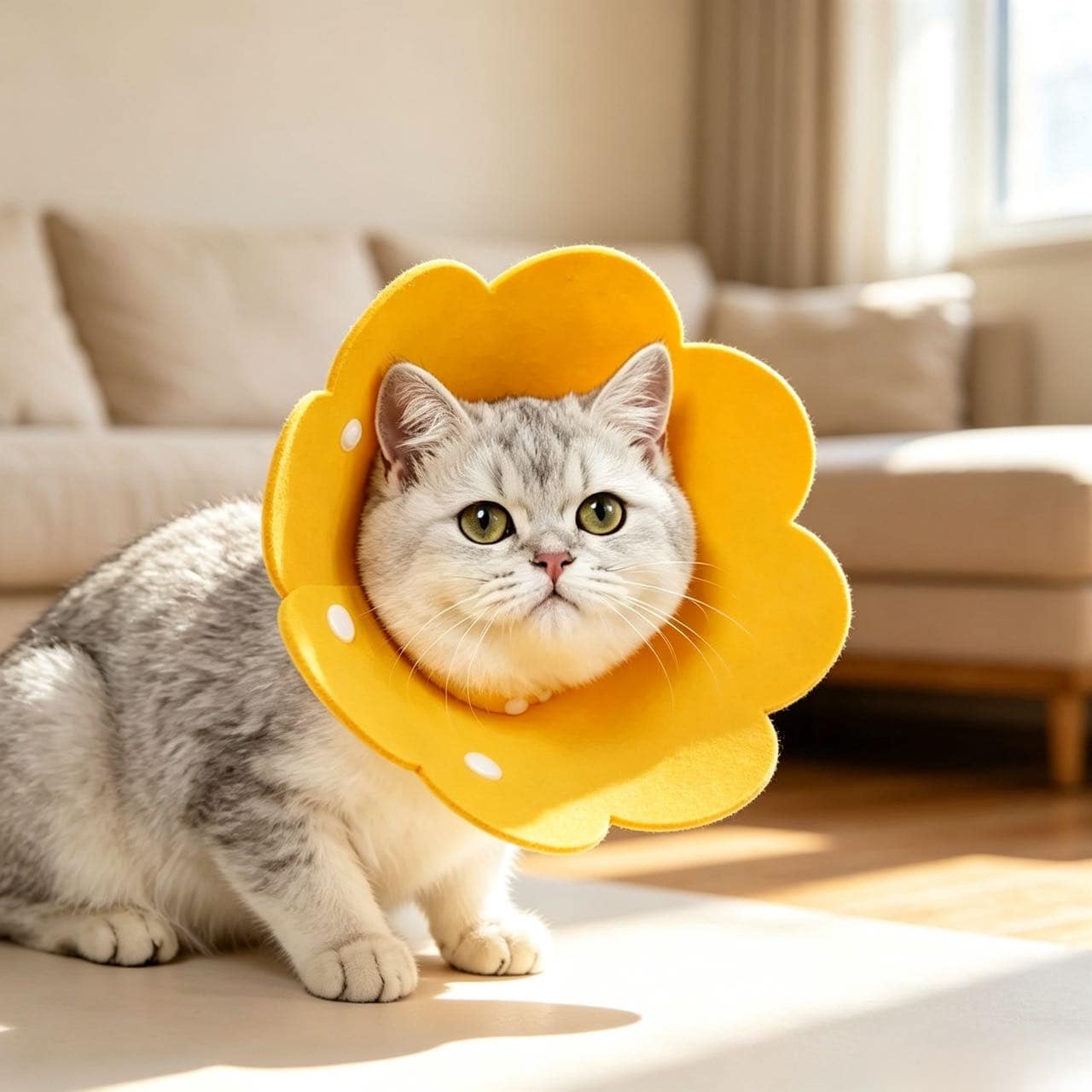 1PC Sunflower Cat Elizabeth Collar Soft Anti-Lick Collar Pet Post-Surgery Neutering Protective Neck Collar - View 1