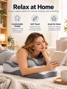 1pc Ergonomic Reading Pillow, Back Support Pillow, Memory Foam Wedge Pillow, Adjustable Neck Pillow, Multi-Angle Support Cushion, Suitable For People Who Sleep On Their Stomach And Those Who Sit For Long Periods, Removable And Washable Pillowcase, Gray Medium Size, Bedroom Reading Pillow, Gaming Leisure Cushion, Hobby Space Pillow, Autumn Winter Home Decor, Birthday Gift, Graduation Gift - 1PC - View 7