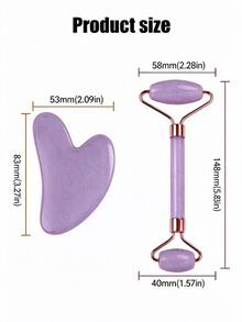 2件套面部刮痧按摩工具套装：1个双头按摩滚轮，1个心形刮痧板，面部按摩可以减轻浮肿，舒缓和光滑肌肤，使肌肤容光焕发。 - 彩色 - 查看 15