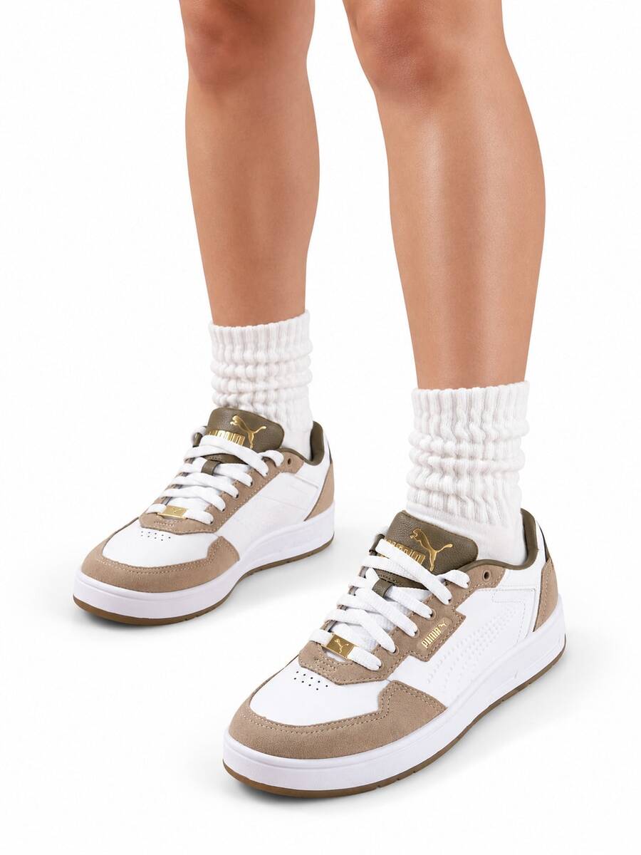 Puma New Women's Lightweight Durable Low-Top Casual Sneakers - White/Brown - View 1
