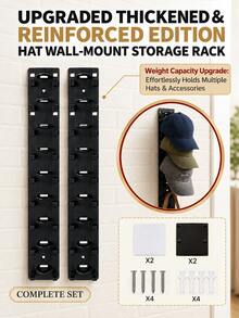 Baseball Cap Storage Rack, Wall-Mounted Hat Holder With Strong Adhesive Backing, Plastic Material, Holds 10 Hats Each, Door/Closet Hat Display Rack, Multi-Layer/Double-Layer Installation Options (Random Color) - View 14