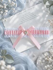 Personalized Bridal Garter, Custom Name & Date Handmade, Blue Lace Commemorative Bridal Gift, Gift For Her - Multi-color Heart Garter Socks - View 9