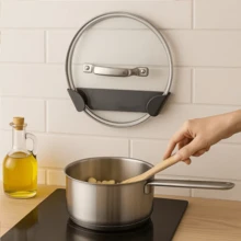 3 Pieceswall Mounted Pot Lid Storage Rack, Suitable For Various Pot Lids, No Need For Punching And Comes With Adhesive Backing. Wall Mounted Kitchen Storage Rack, Can Hold Pot Lids, Circular Cutting Boards, And Cutting Boards - View 4