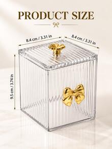 New Cosmetic Storage Box, Transparent Cosmetic Storage Box With Gold Bow, Acrylic Cosmetic Storage Rack, Suitable For Storing Makeup Brushes, Lipsticks, Skincare Products And Beauty Tools, Exquisite Vanity Tabletop Storage Box, Suitable For Bedroom, Bathroom And Vanity Use. - Multicolor - View 5