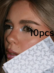 1pc/2pcs/4pcs/10pcs/20pcs Star-Shaped Rhinestone Stickers, Silver Glitter Sequin Self-Adhesive Crystal Star Stickers, Suitable For Face, Hair, Makeup, Body, Crafts, Holiday Decoration, Includes Tweezers - White - View 12