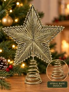 1 buah Bintang Puncak Pohon Natal Berkilau Lima Titik, Dekorasi Pohon Natal Plastik Berkilau, Ornamen Bintang Meriah untuk Pohon Natal, Dekorasi Rumah, Kantor, dan Pesta, Dekorasi Suasana Musiman yang Menarik Perhatian - MultiWarna - View 4