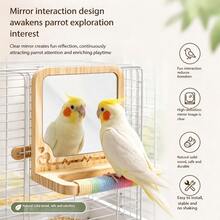 Pet Parrot Hanging Cage Mirror, Rainbow Cotton Rope Pine Perch, Tiger Skin Peony Cockatiel Cage Interior Stand, Bird Perching Accessory - View 7