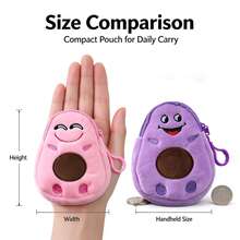 1pc Cute Cartoon Avocado Plush Coin Purse, Funny Expression Small Change Pouch, Mini Zipper Wallet, Backpack Charm Keychain Accessory - Multicolor - View 8